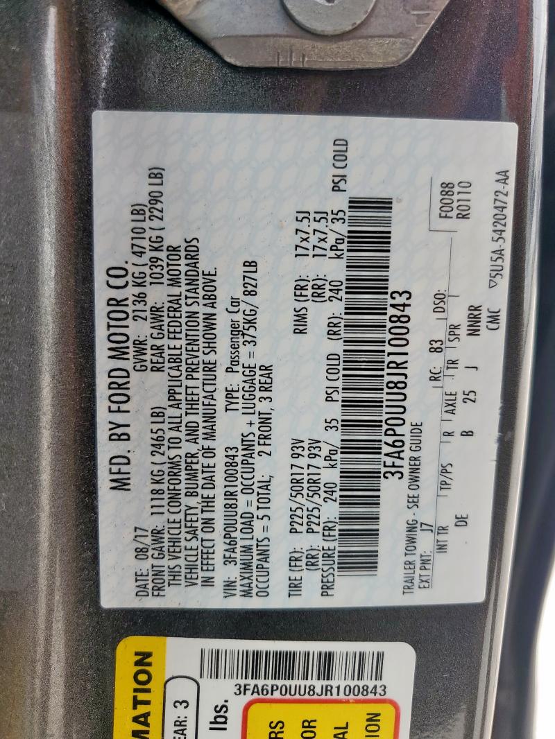2018 FORD FUSION S H - 3FA6P0UU8JR100843