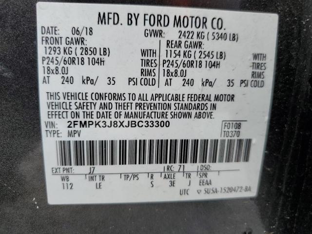 2018 FORD EDGE SEL 2FMPK3J8XJBC33300