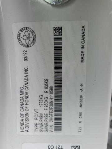 2HGFE2F38NH118598 2022 HONDA CIVIC