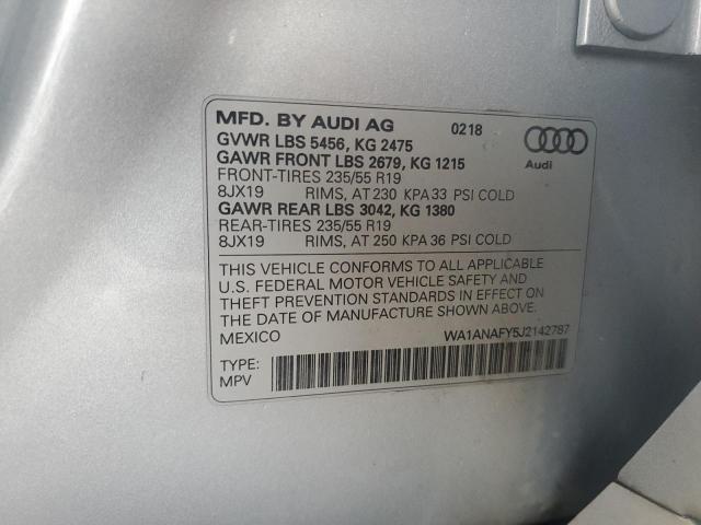 2018 AUDI Q5 PREMIUM WA1ANAFY5J2142787