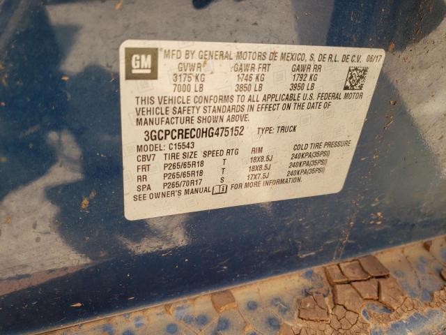 2017 CHEVROLET SILVERADO - 3GCPCREC0HG475152