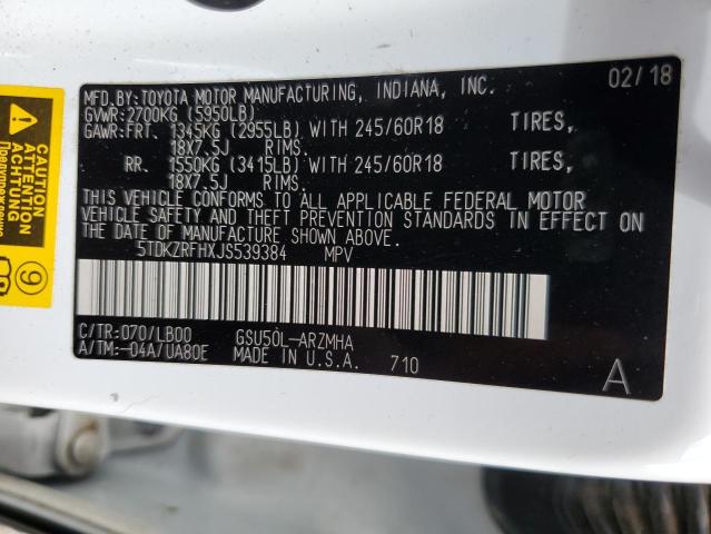 2018 TOYOTA HIGHLANDER - 5TDKZRFHXJS539384