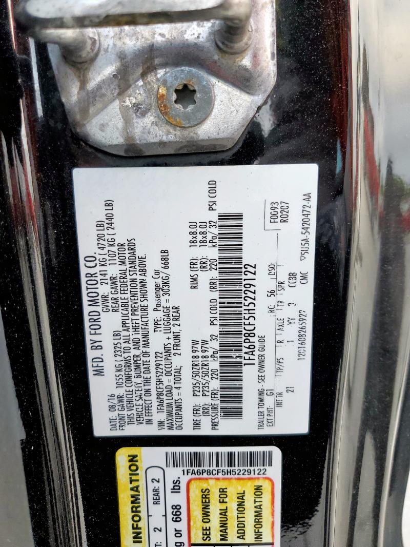 2017 FORD MUSTANG GT 1FA6P8CF5H5229122