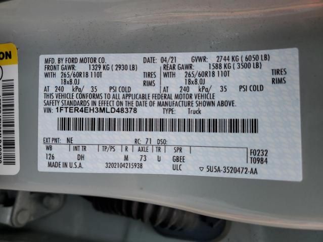 2021 FORD RANGER XL - 1FTER4EH3MLD48378