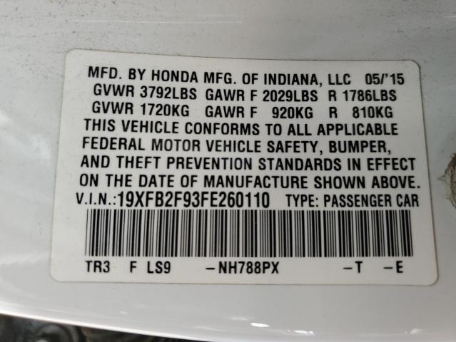 2015 HONDA CIVIC EXL 19XFB2F93FE260110