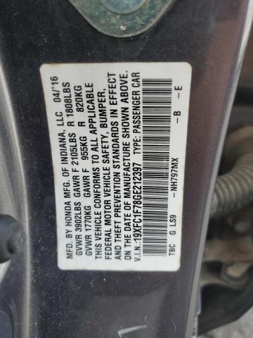 2016 HONDA CIVIC EXL 19XFC1F78GE212397