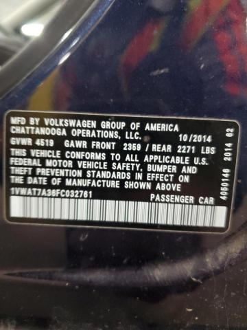 2015 VOLKSWAGEN PASSAT S - 1VWAT7A36FC032761