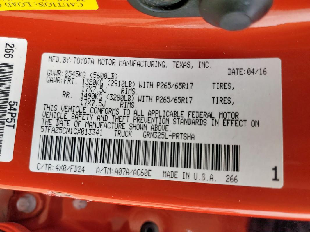 2016 TOYOTA TACOMA DOU - 5TFAZ5CN1GX013341