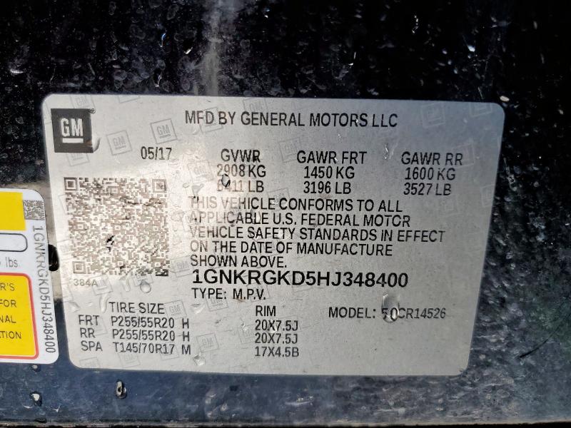 2017 CHEVROLET TRAVERSE L - 1GNKRGKD5HJ348400