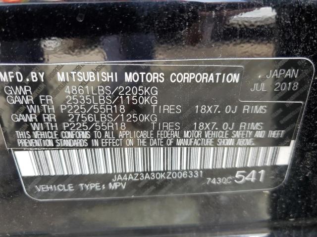 2019 MITSUBISHI OUTLANDER - JA4AZ3A30KZ006331