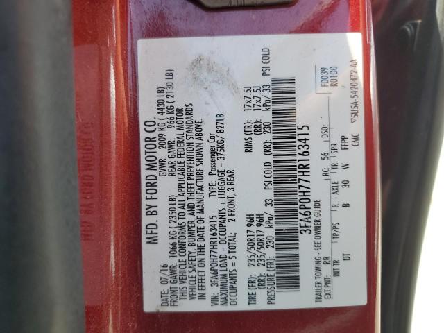 2017 FORD FUSION SE - 3FA6P0H77HR163415