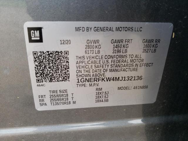 2021 CHEVROLET TRAVERSE L 1GNERFKW4MJ132136