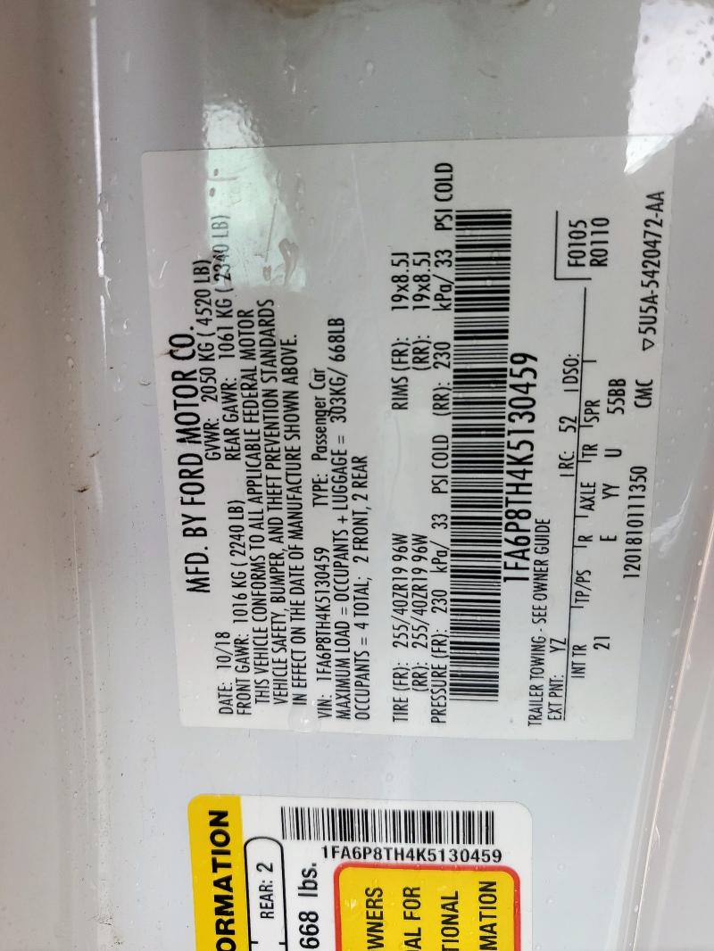 2019 FORD MUSTANG - 1FA6P8TH4K5130459