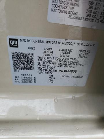 2022 GMC SIERRA K15 - 3GTPUCEK3NG644805