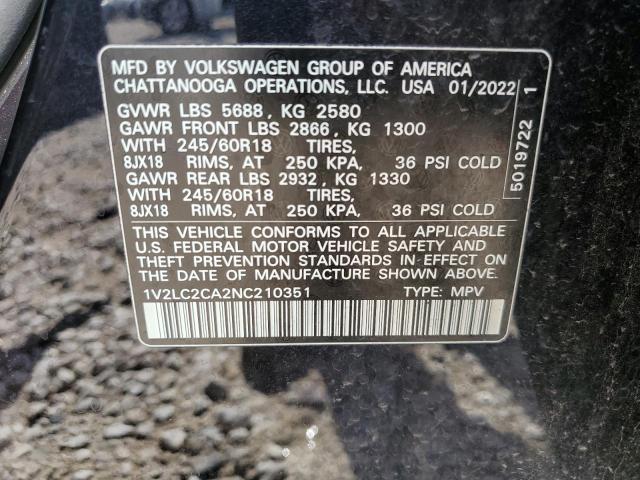 2022 VOLKSWAGEN ATLAS CROS - 1V2LC2CA2NC210351