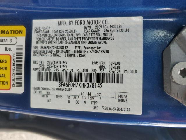 2017 FORD FUSION SE - 3FA6P0H7XHR378142