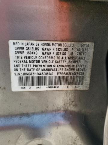 2010 HONDA FIT - JHMGE8H26AS006040