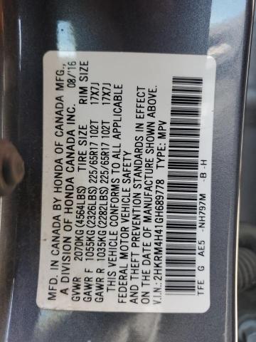 2016 HONDA CR-V SE - 2HKRM4H41GH689778