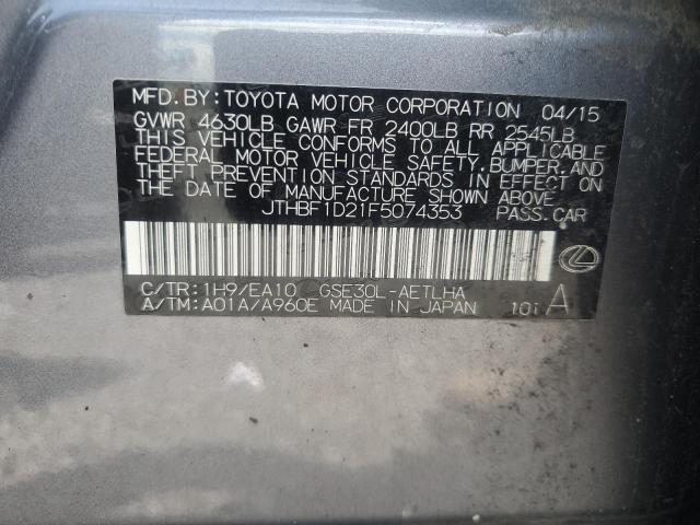 2015 LEXUS IS 250 JTHBF1D21F5074353