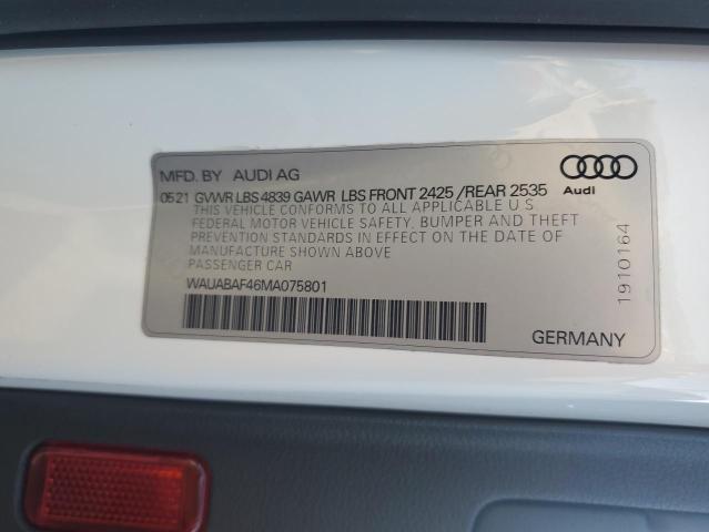 2021 AUDI A4 PREMIUM WAUABAF46MA075801