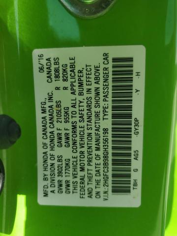 2016 HONDA CIVIC TOUR - 2HGFC3B98GH356198
