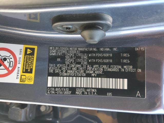 5tdbkrfh5fs156108 - 2015 Toyota highlander le - #55950625