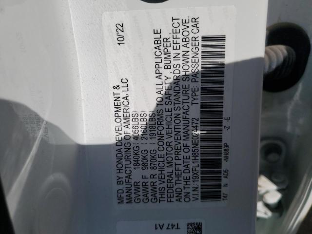 2022 HONDA CIVIC SPOR - 19XFL1H85NE024472