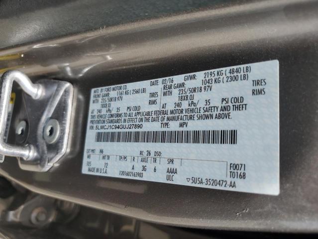 2016 LINCOLN MKC PREMIE 5LMCJ1C94GUJ27890