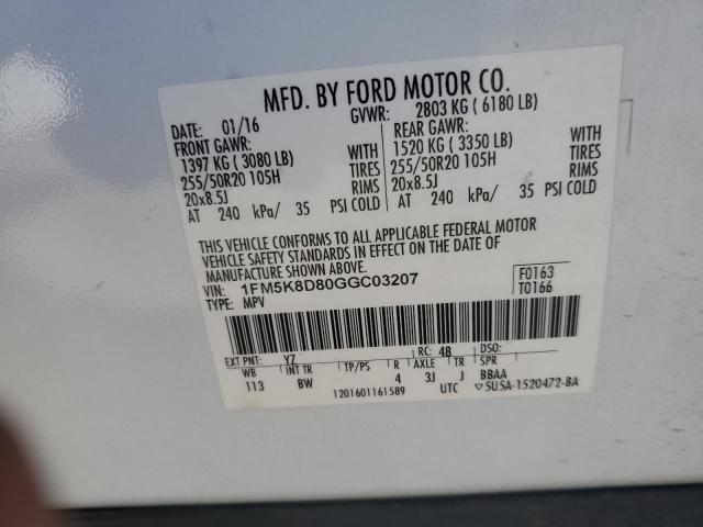 2016 FORD EXPLORER X 1FM5K8D80GGC03207