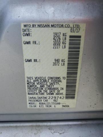 2017 NISSAN ALTIMA 2.5 - 1N4AL3AP2HC229742