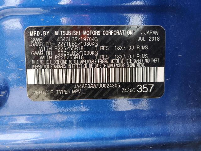 2018 MITSUBISHI OUTLANDER - JA4AP3AW7JU024305