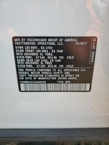 2018 VOLKSWAGEN ATLAS SEL - 1V2NR2CAXJC539249