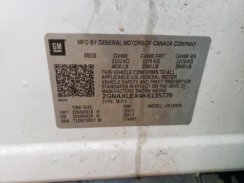 2019 CHEVROLET EQUINOX LT 2GNAXLEX4K6135779