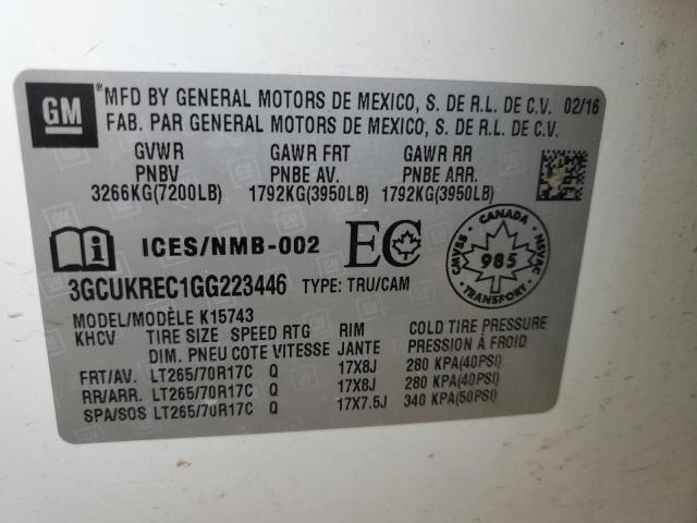 2016 CHEVROLET 1500 SILVE 3GCUKREC1GG223446