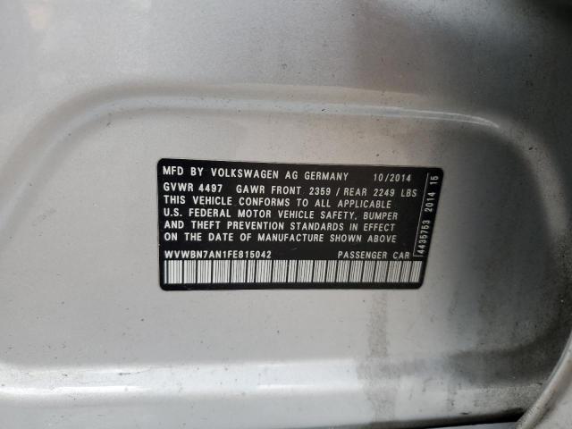 2015 VOLKSWAGEN CC WVWBN7AN1FE815042