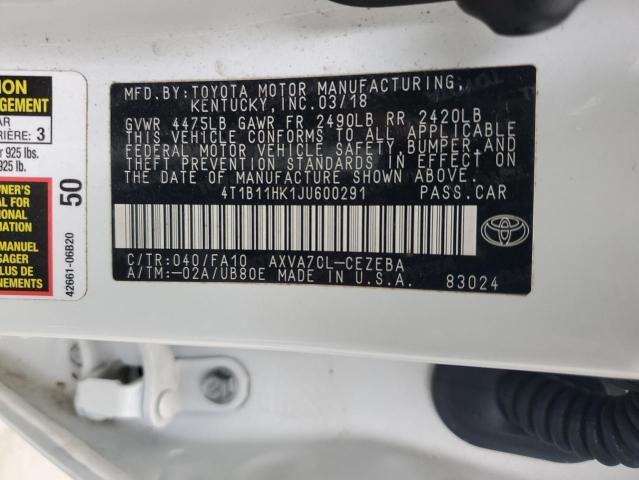 2018 TOYOTA CAMRY L 4T1B11HK1JU600291