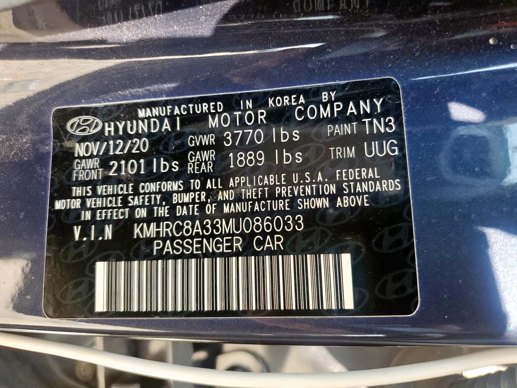 2021 HYUNDAI VENUE SEL KMHRC8A33MU086033
