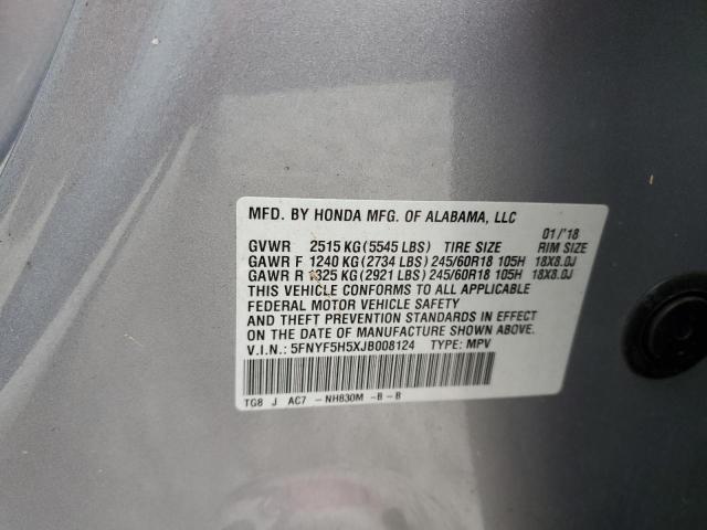 2018 HONDA PILOT EXL - 5FNYF5H5XJB008124