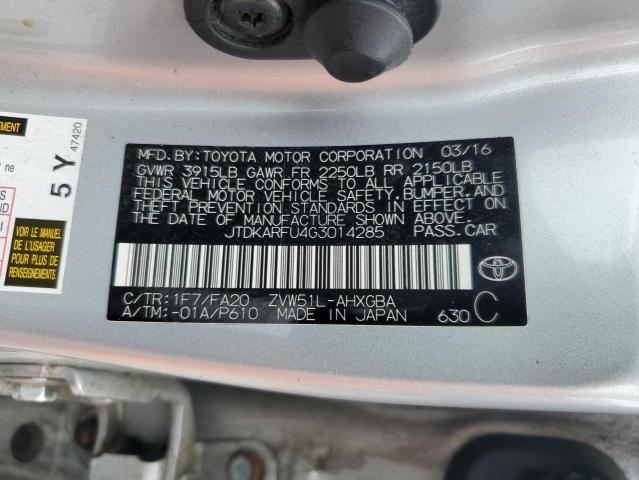 2016 TOYOTA PRIUS - JTDKARFU4G3014285