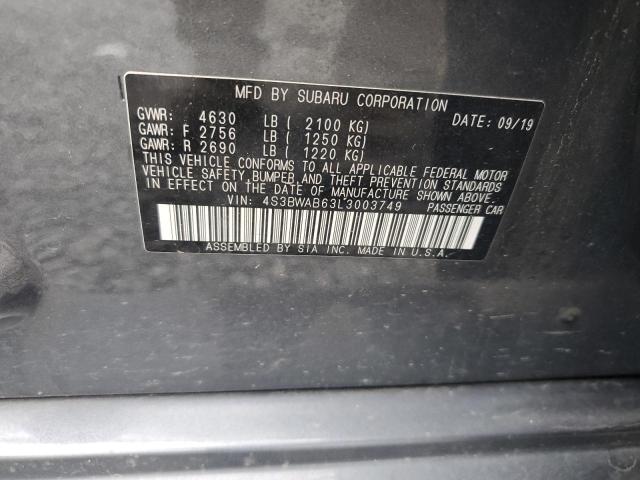 2020 SUBARU LEGACY 4S3BWAB63L3003749