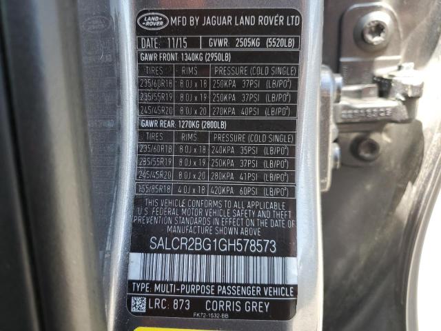 2016 LAND ROVER DISCOVERY SALCR2BG1GH578573