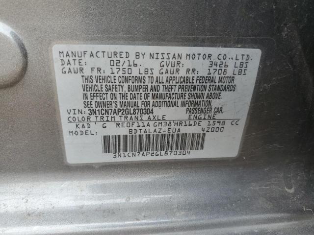 2016 NISSAN VERSA S - 3N1CN7AP2GL870304