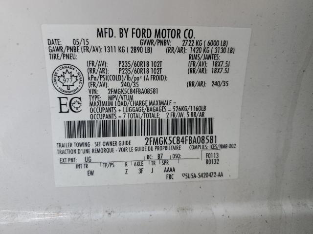 2015 FORD FLEX SEL 2FMGK5C84FBA08581