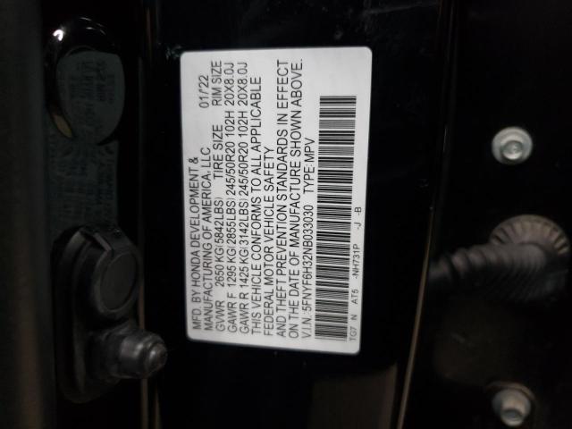2022 HONDA PILOT SPOR 5FNYF6H32NB033030