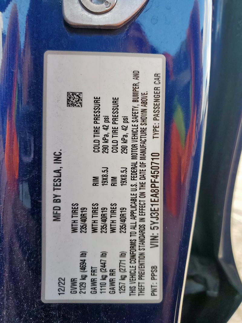 2023 TESLA MODEL 3 - 5YJ3E1EA8PF450710