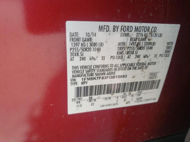 2015 FORD EXPLORER L - 1FM5K7F83FGB15693