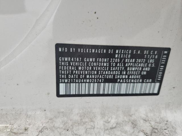 2017 VOLKSWAGEN GOLF S 3VW217AU4HM025747