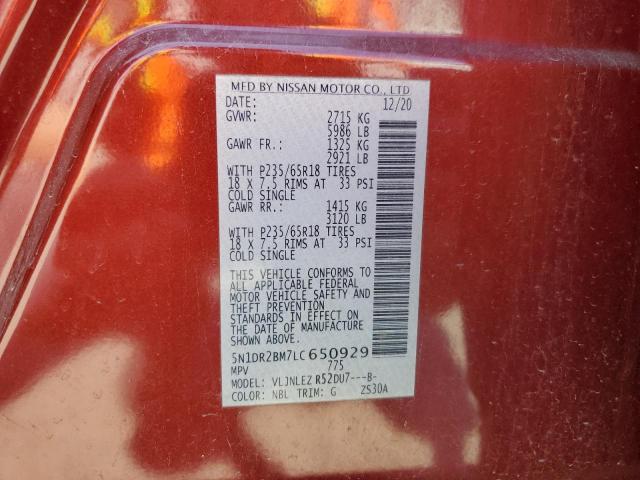2020 NISSAN PATHFINDER - 5N1DR2BM7LC650929