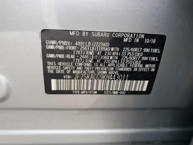 2019 SUBARU FORESTER JF2SKACC9KH443011