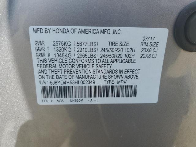 2017 ACURA MDX TECHNO 5J8YD4H53HL002349